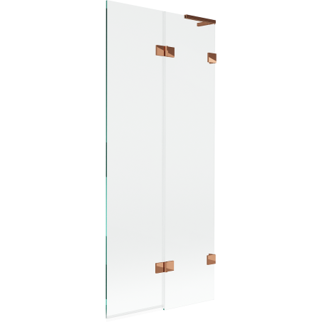 Mexen Lunar L 2-Panel Right Bath Screen 80 x 150 cm, Transparent, Rose Gold - 897L-080-100-60-00-P