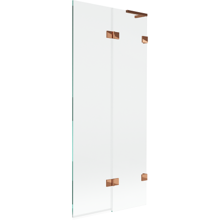 Mexen Lunar L bath screen 2-wing right 80 x 150 cm, transparent, rose gold - 897L-080-100-60-00-P