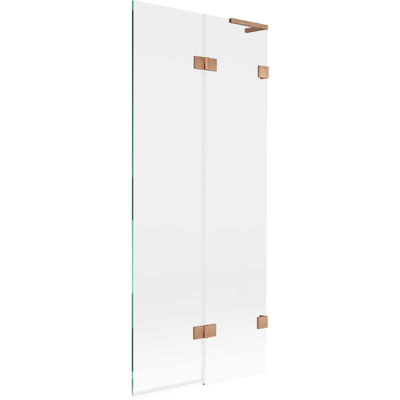 Mexen Lunar L Bathtub Screen 2-Panel Right 80 x 150 cm, Transparent, Brushed Copper - 897L-080-100-65-00-P