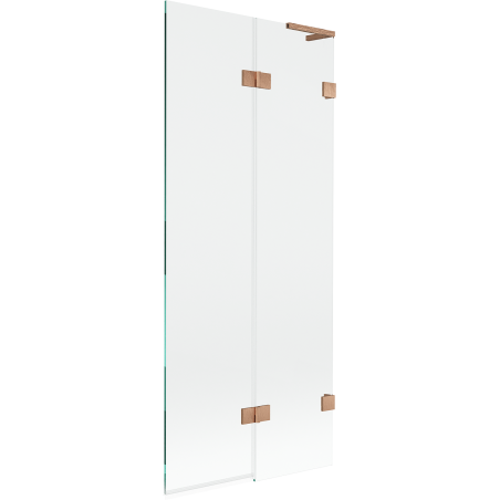 Mexen Lunar L Bathtub Screen 2-Panel Right 80 x 150 cm, Transparent, Brushed Copper - 897L-080-100-65-00-P