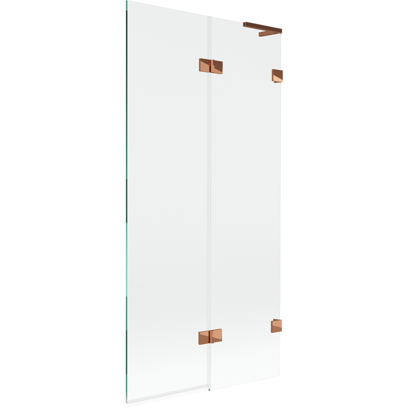 Mexen Lunar L 2-section right bath screen 90 x 150 cm, transparent, rose gold - 897L-090-100-60-00-P