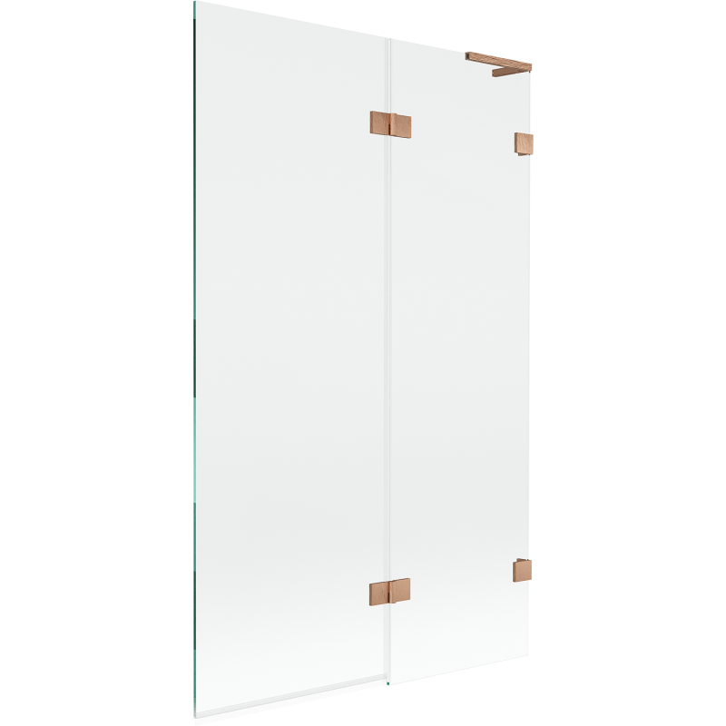 Mexen Lunar L Bath Screen 2-Panel Right 110 x 150 cm, Transparent, Brushed Copper - 897L-110-100-65-00-P