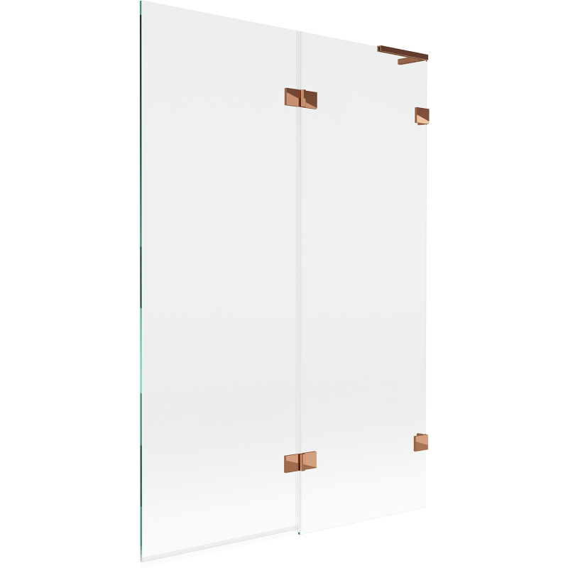 Mexen Lunar L 2-wing Right Bathtub Screen 120 x 150 cm, Transparent, Rose Gold - 897L-120-100-60-00-P