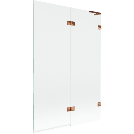Mexen Lunar L 2-wing Right Bathtub Screen 120 x 150 cm, Transparent, Rose Gold - 897L-120-100-60-00-P