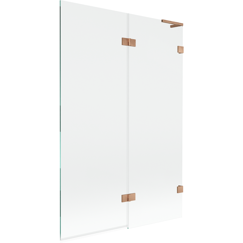 Mexen Lunar L bath screen 2-wing right 120 x 150 cm, transparent, brushed copper - 897L-120-100-65-00-P