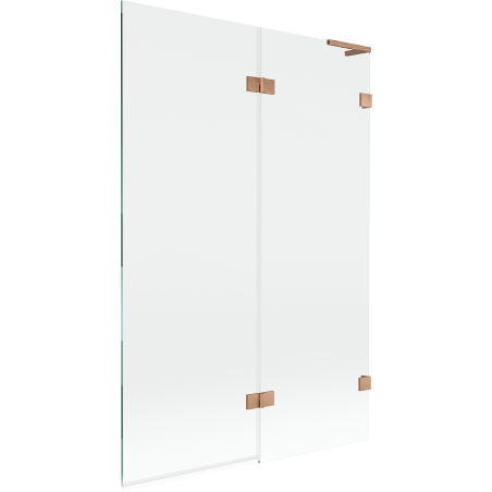 Mexen Lunar L bath screen 2-wing right 120 x 150 cm, transparent, brushed copper - 897L-120-100-65-00-P
