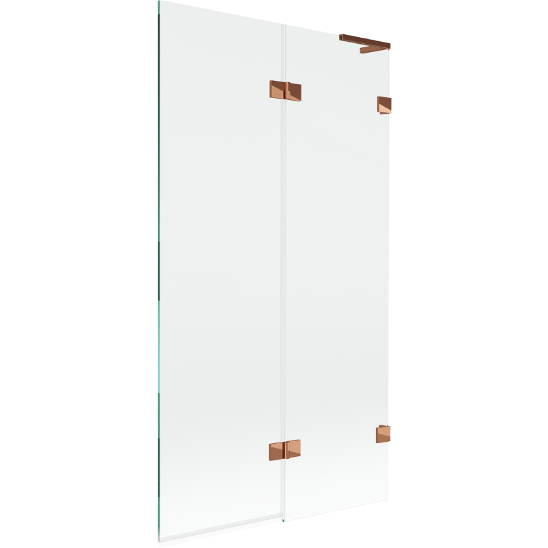 Mexen Lunar L Bath Screen 2-Panel Right 100 x 150 cm, Transparent, Rose Gold - 897L-100-100-60-00-P