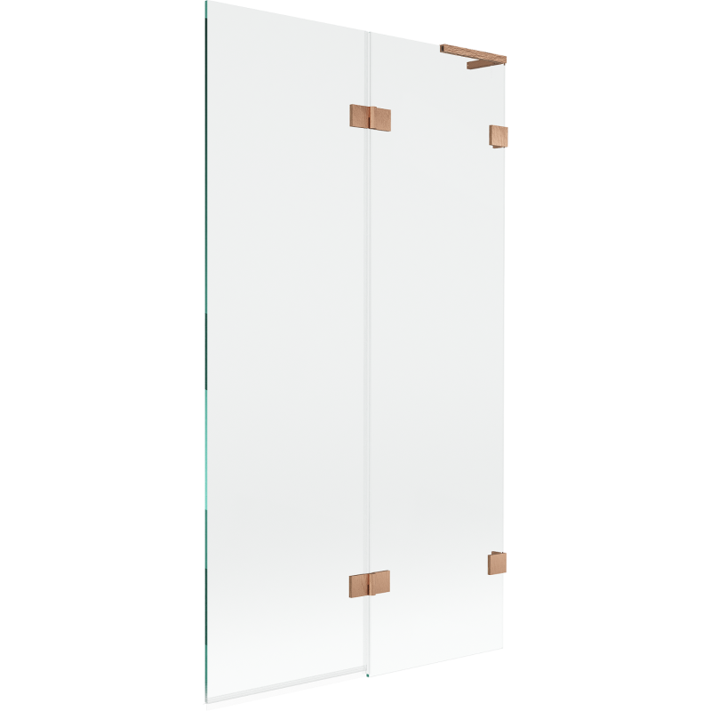 Mexen Lunar L 2-panel Bathtub Screen, Right 100 x 150 cm, Transparent, Brushed Copper - 897L-100-100-65-00-P