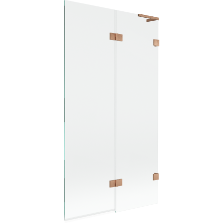 Mexen Lunar L 2-panel Bathtub Screen, Right 100 x 150 cm, Transparent, Brushed Copper - 897L-100-100-65-00-P