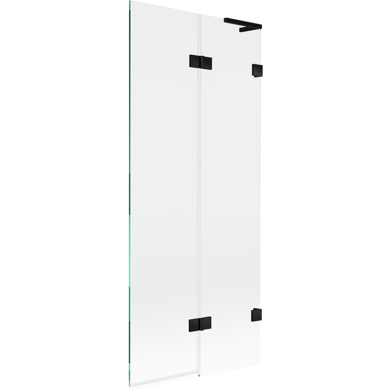 Mexen Lunar L bath screen 2-wing right 80 x 150 cm, transparent, black - 897L-080-100-70-00-P