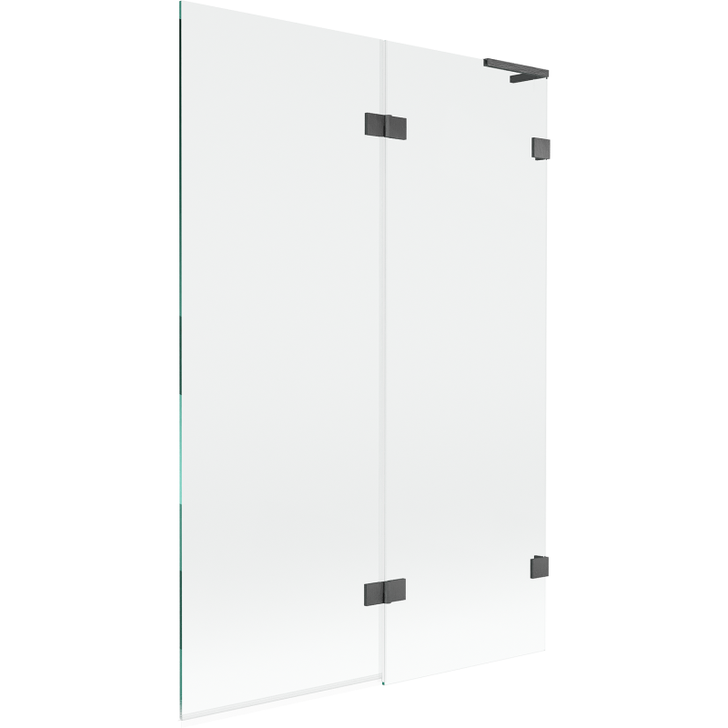 Mexen Lunar L 2-fold Shower Screen Right 120 x 150 cm, Transparent, Brushed Gun Gray - 897L-120-100-66-00-P