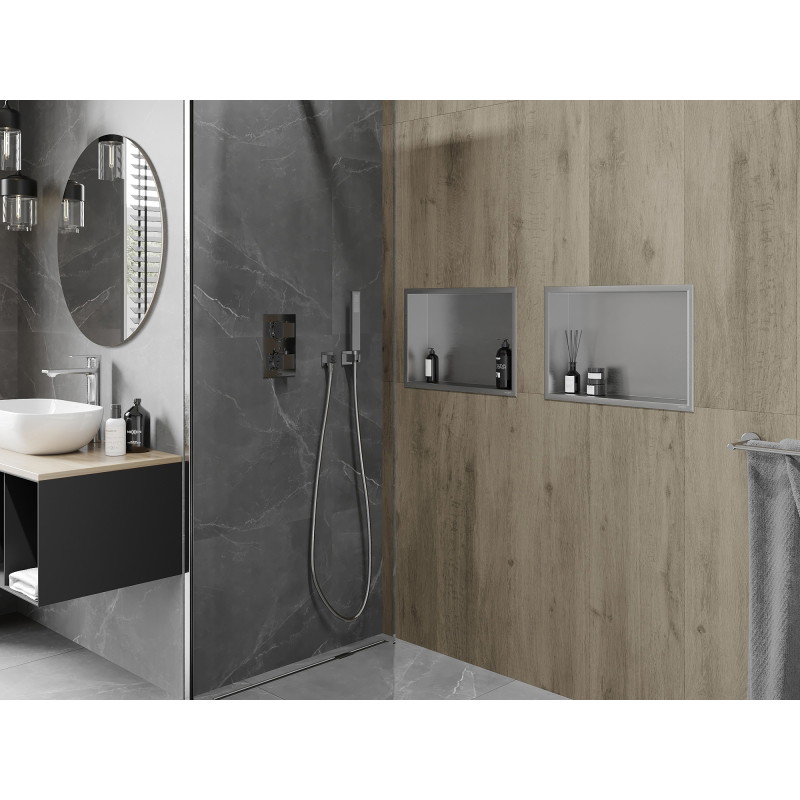 Mexen X-Wall-R niche shelf with flange 45 x 30 cm, inox - 1910453010