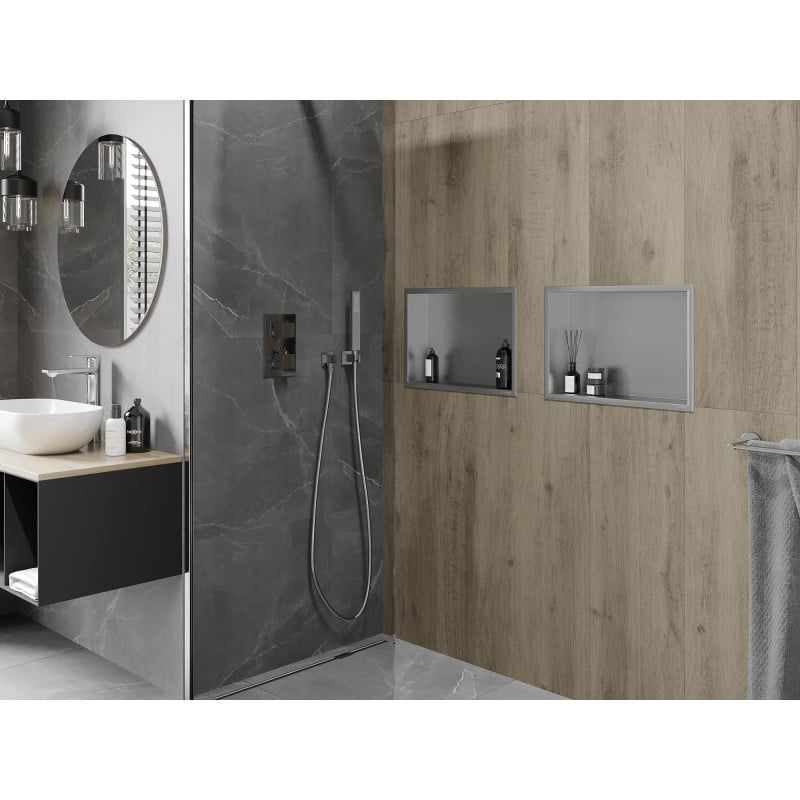 Mexen X-Wall-R recessed shelf with flange 45 x 30 cm, inox - 1910453010