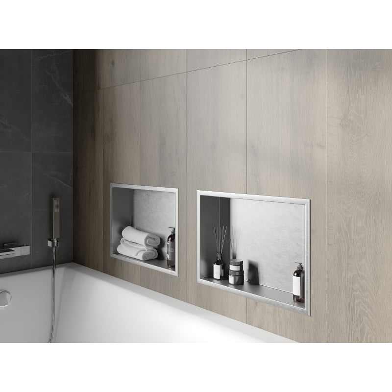 Mexen X-Wall-R recessed shelf with flange 45 x 30 cm, inox - 1910453010