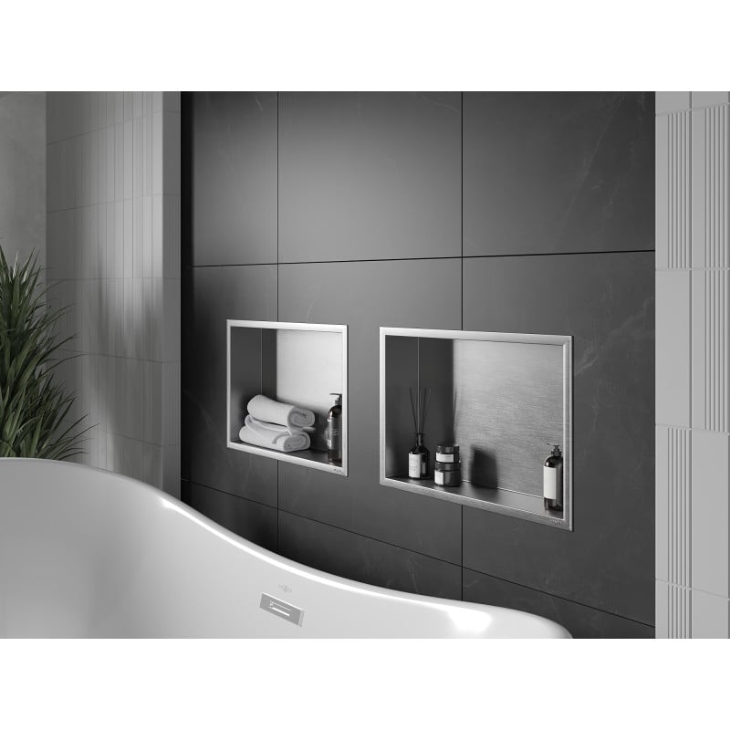 Mexen X-Wall-R recessed shelf with flange 45 x 30 cm, inox - 1910453010