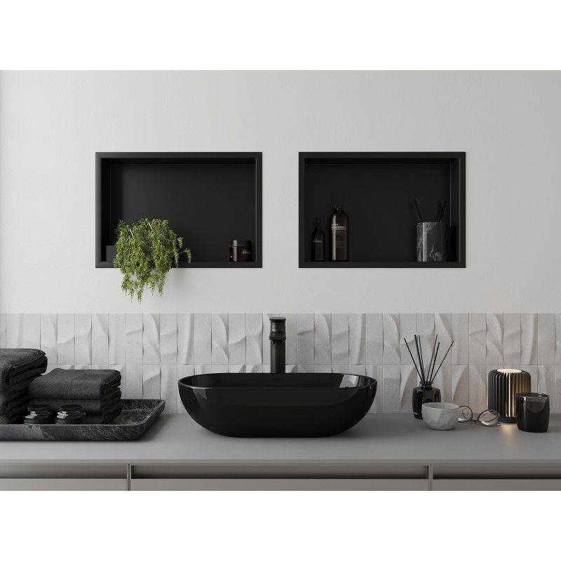 Mexen X-Wall-R recessed shelf with flange 45 x 30 cm, black - 1970453010