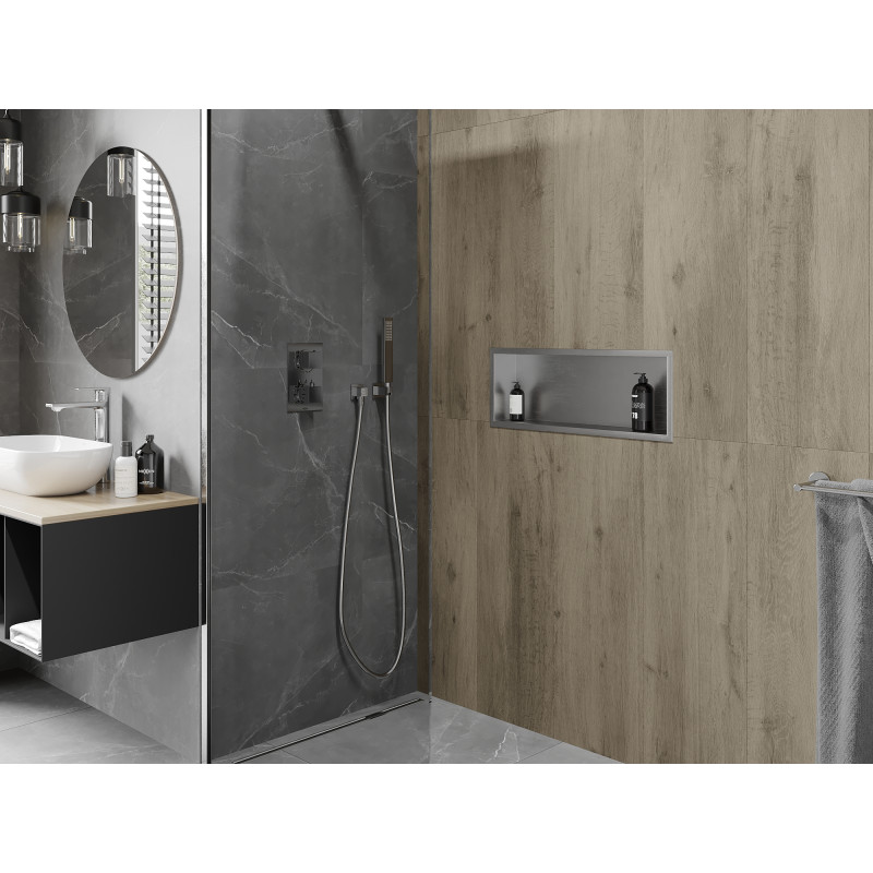Mexen X-Wall-R recessed shelf with flange 60 x 20 cm, inox - 1910602010