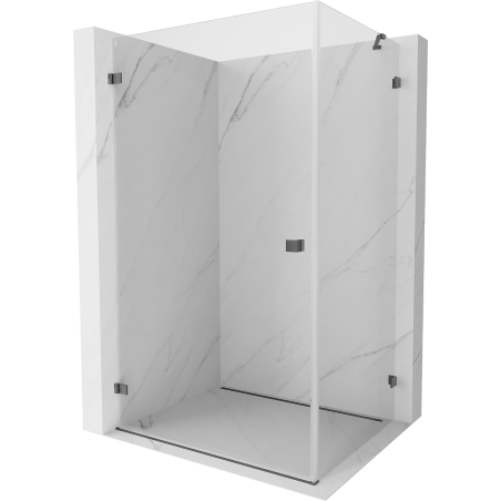 Mexen Lunar-B Left Hinged Shower Enclosure 85 x 80 cm, Transparent, Brushed Gun Gray - 832-085-080-66-00-L
