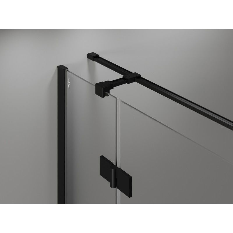 Mexen Mist-H T Left Hinged Shower Enclosure 95 x 75 cm, Transparent, Black - 8A5T-095-075-70-00-L
