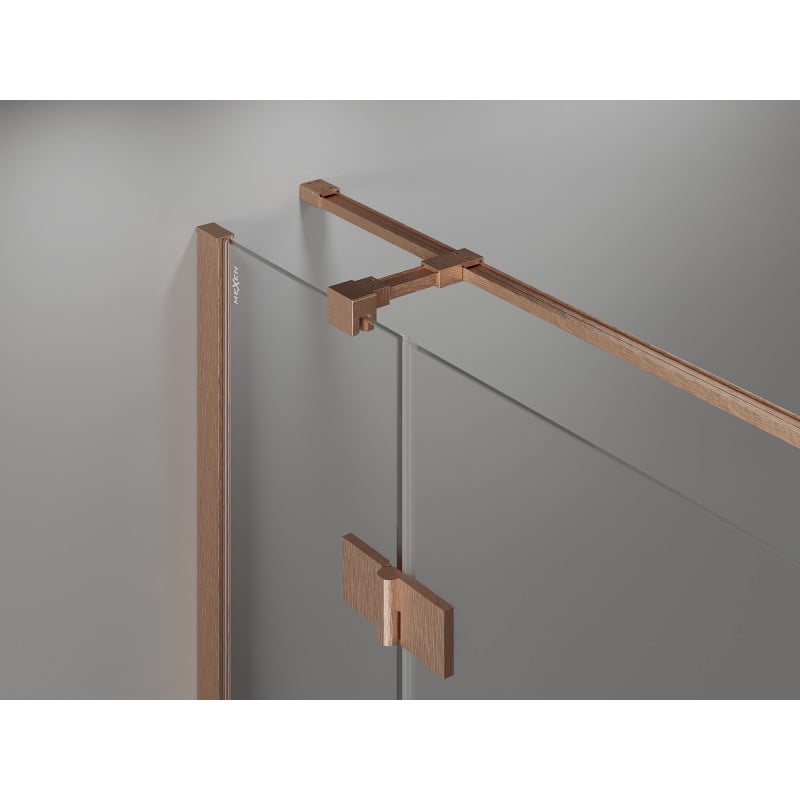 Mexen Mist-H T Hinged Shower Enclosure Left 90 x 110 cm, Transparent, Brushed Copper - 8A5T-090-110-65-00-L