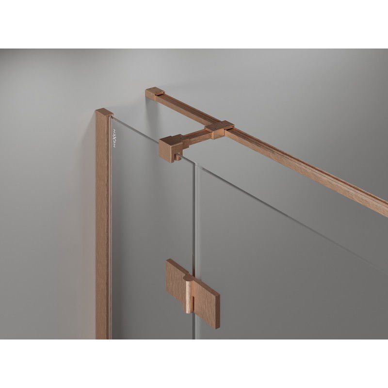 Mexen Mist-H T Hinged Shower Enclosure Left 120 x 85 cm, Transparent, Brushed Copper - 8A5T-120-085-65-00-L