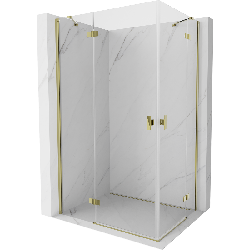 Mexen Mist-H Duo Left Hinged Shower Enclosure 80 x 70 cm, Transparent, Gold - 8A5-080L-070P-50-00