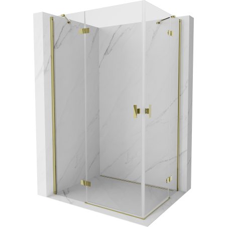 Mexen Mist H Duo 80 x 70 cm Pivot Shower Enclosure, Transparent, Gold - 8A5-080L-070P-50-00