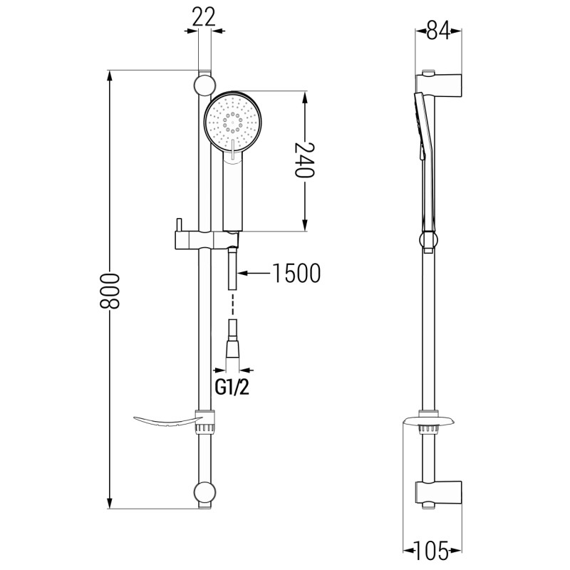 Mexen DF40 sliding shower set, brushed gun gray - 785404582-66