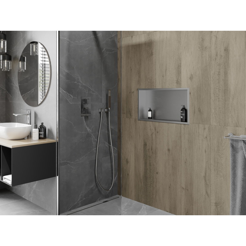 Mexen X-Wall-R recessed shelf with flange 60 x 30 cm, inox - 1910603010