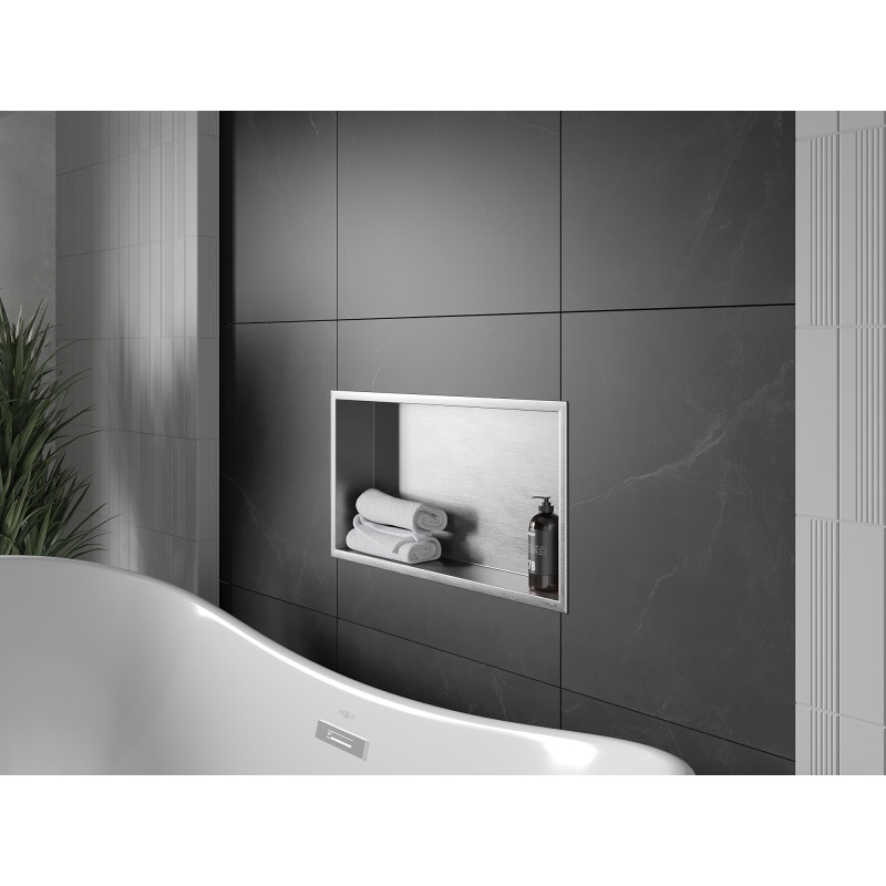 Mexen X-Wall-R recessed shelf with flange 60 x 30 cm, inox - 1910603010