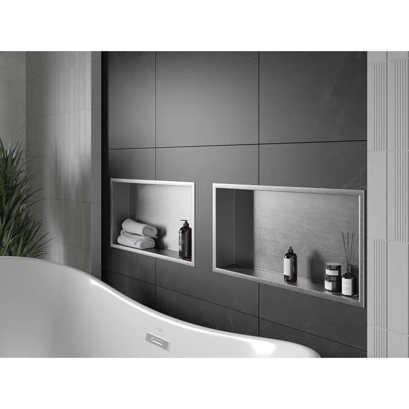 Mexen X-Wall-R recessed shelf with flange 60 x 30 cm, inox - 1910603010