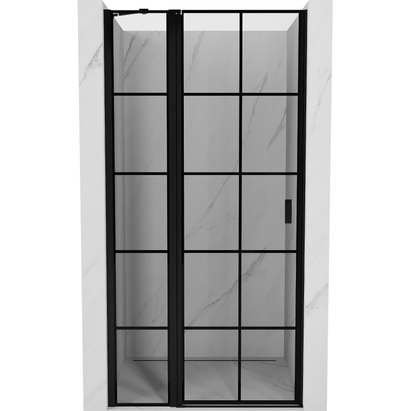 Mexen Mist left hinged shower door 80 cm, black grid, black - 8A4-080-000-70-77-L
