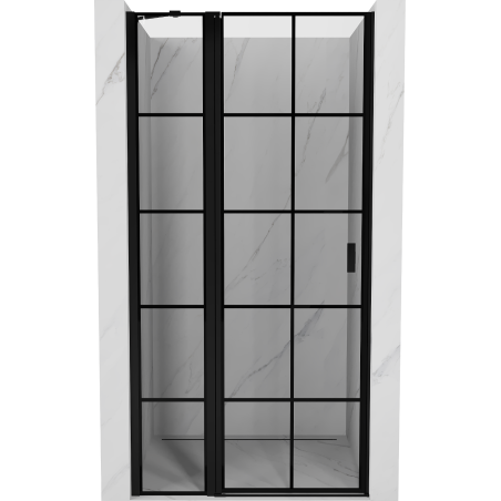 Mexen Mist left hinged shower door 80 cm, black grid, black - 8A4-080-000-70-77-L