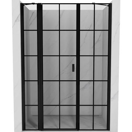 Mexen Mist left hinged shower door 140 cm, black grid, black - 8A4-140-001-70-77-L