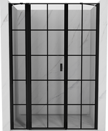 Mexen Mist left pivot shower door 155 cm, black grid, black - 8A4-155-001-70-77-L