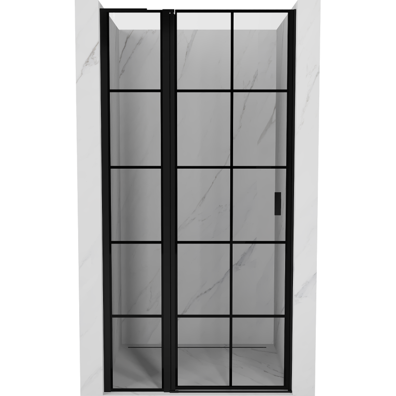 Mexen Mist L Left Hinged Shower Door 90 cm, Black Grid, Black - 8A4L-090-000-70-77-L