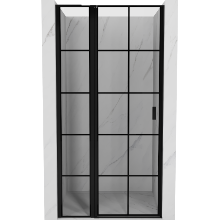 Mexen Mist L Left Hinged Shower Door 120 cm, Black Grid, Black - 8A4L-120-000-70-77-L