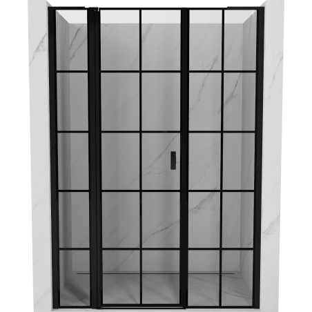 Mexen Mist L Left Hinged Shower Door 145 cm, Black Grid, Black - 8A4L-145-001-70-77-L