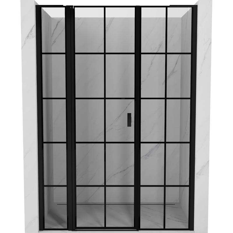 Mexen Mist L Left Swing Shower Door 150 cm, Black Grid, Black - 8A4L-150-001-70-77-L