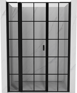 Mexen Mist L Left Swing Shower Door 150 cm, Black Grid, Black - 8A4L-150-001-70-77-L