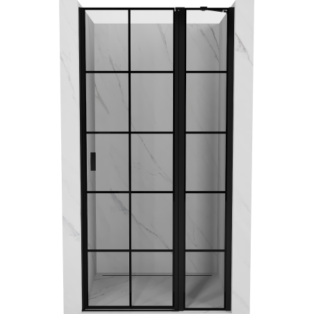 Mexen Mist 90 cm Right Hinged Shower Door, Black Grid, Black - 8A4-090-000-70-77-P