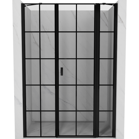 Mexen Mist Right Hinged Shower Door 145 cm, Black Grid, Black - 8A4-145-001-70-77-P