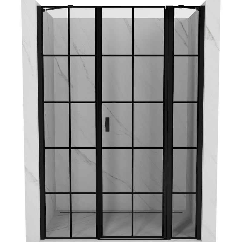 Mexen Mist right hinged shower door 155 cm, black grid, black - 8A4-155-001-70-77-P