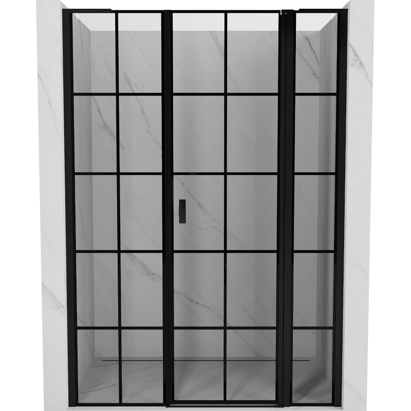 Mexen Mist L right-hand hinged shower door 135 cm, black grid, black - 8A4L-135-001-70-77-P