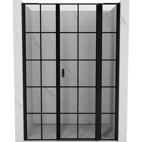Mexen Mist L right-hand hinged shower door 135 cm, black grid, black - 8A4L-135-001-70-77-P