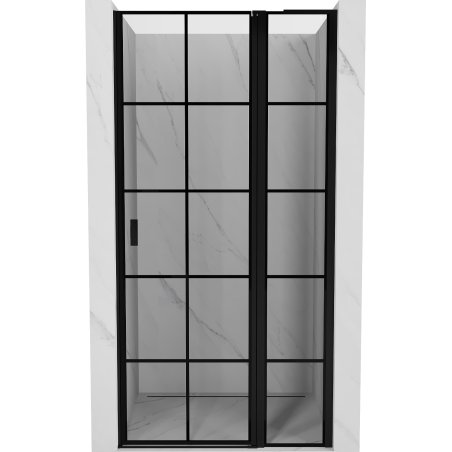 Mexen Mist L Shower Door Right Hinged 100 cm, Black Grid, Black - 8A4L-100-000-70-77-P