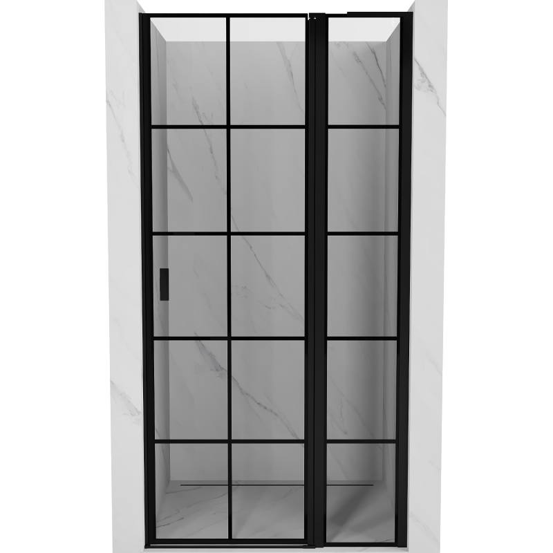 Mexen Mist L Right-Hinged Shower Door 110 cm, Black Grid, Black - 8A4L-110-000-70-77-P