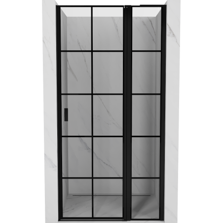 Mexen Mist L Right-Hinged Shower Door 110 cm, Black Grid, Black - 8A4L-110-000-70-77-P