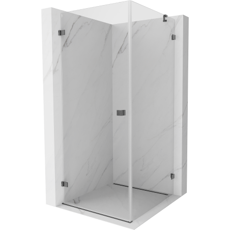 Mexen Lunar-B shower enclosure pivot door left 90 x 90 cm, transparent, brushed gun gray - 832-090-090-66-00-L