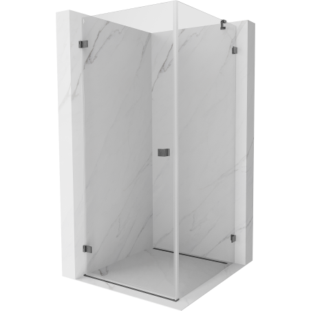 Mexen Lunar-B pivot shower enclosure left 100 x 100 cm, transparent, brushed gun gray - 832-100-100-66-00-L